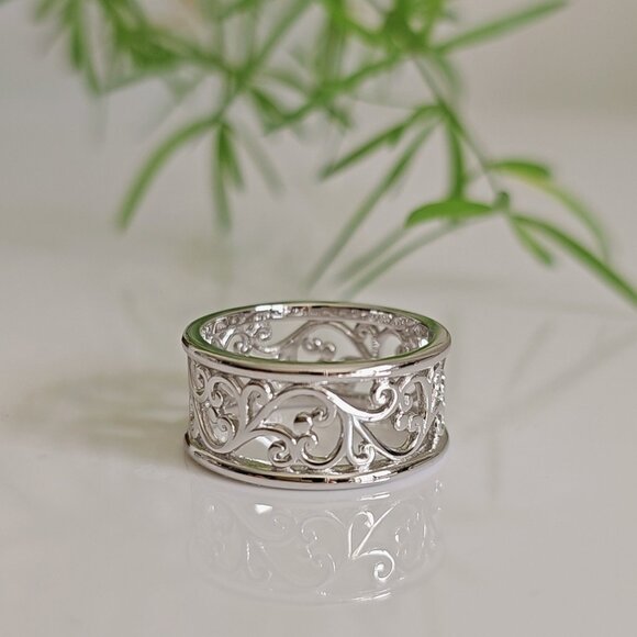 Women's 925 Sterling Silver Vines Ring Spiral Band Bali Bohemian Boho Thumb Ring - Picture 7 of 10